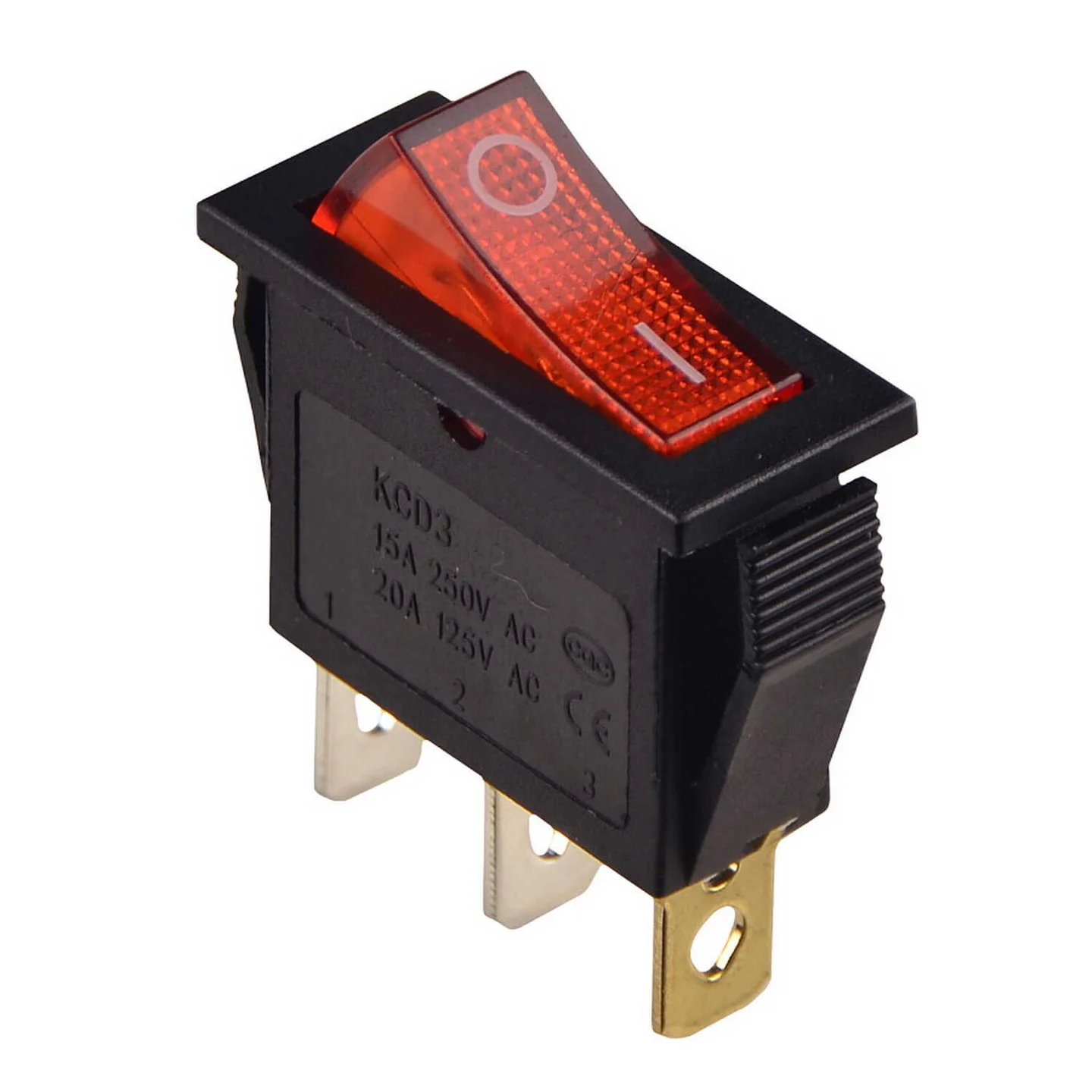 Перемикач Аско 1 клав. червоний з підсвічуванням 12 V AC/DC KCD3-101N R/B ( A0140040172 )