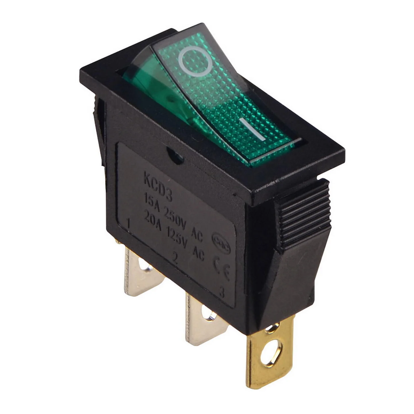 Перемикач Аско 1 клав. зелений з підсвічуванням 12 V AC/DC KCD3-101N GR/B ( A0140040173 )