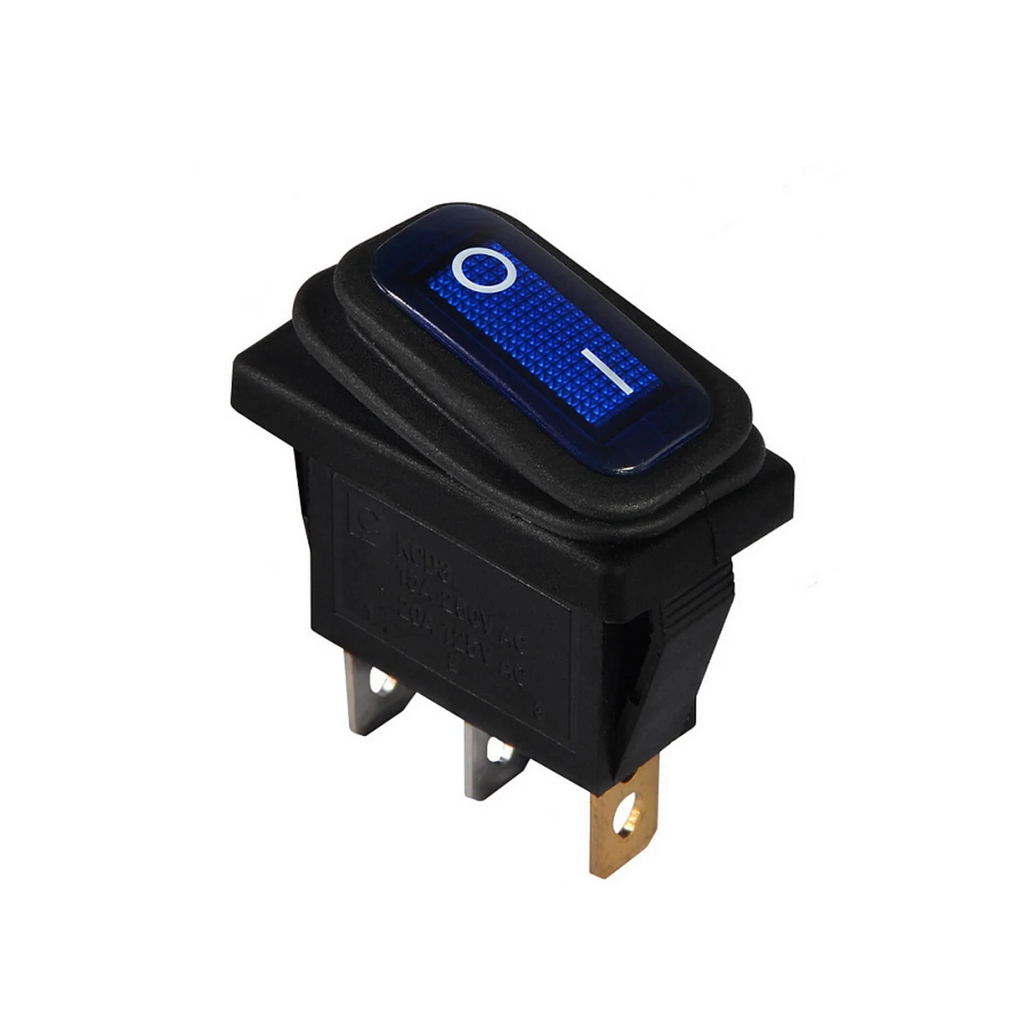 Перемикач Аско 1 клав. вологозах. синій з підсвічуванням KCD3-101NW BL/B 220V ( A0140040038 )