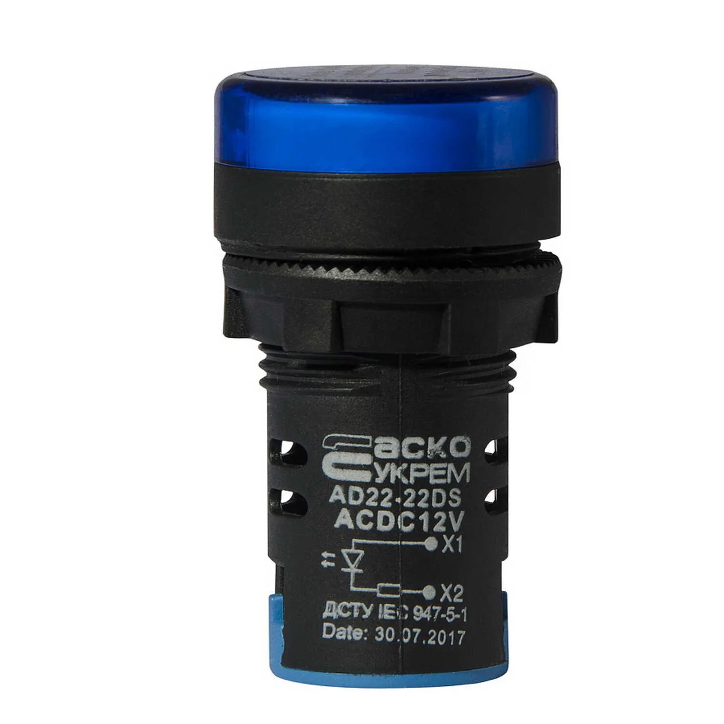 Світлосигнальна арматура AD22-22DS 12V АC/DC синя Аско ( A0140030164 )