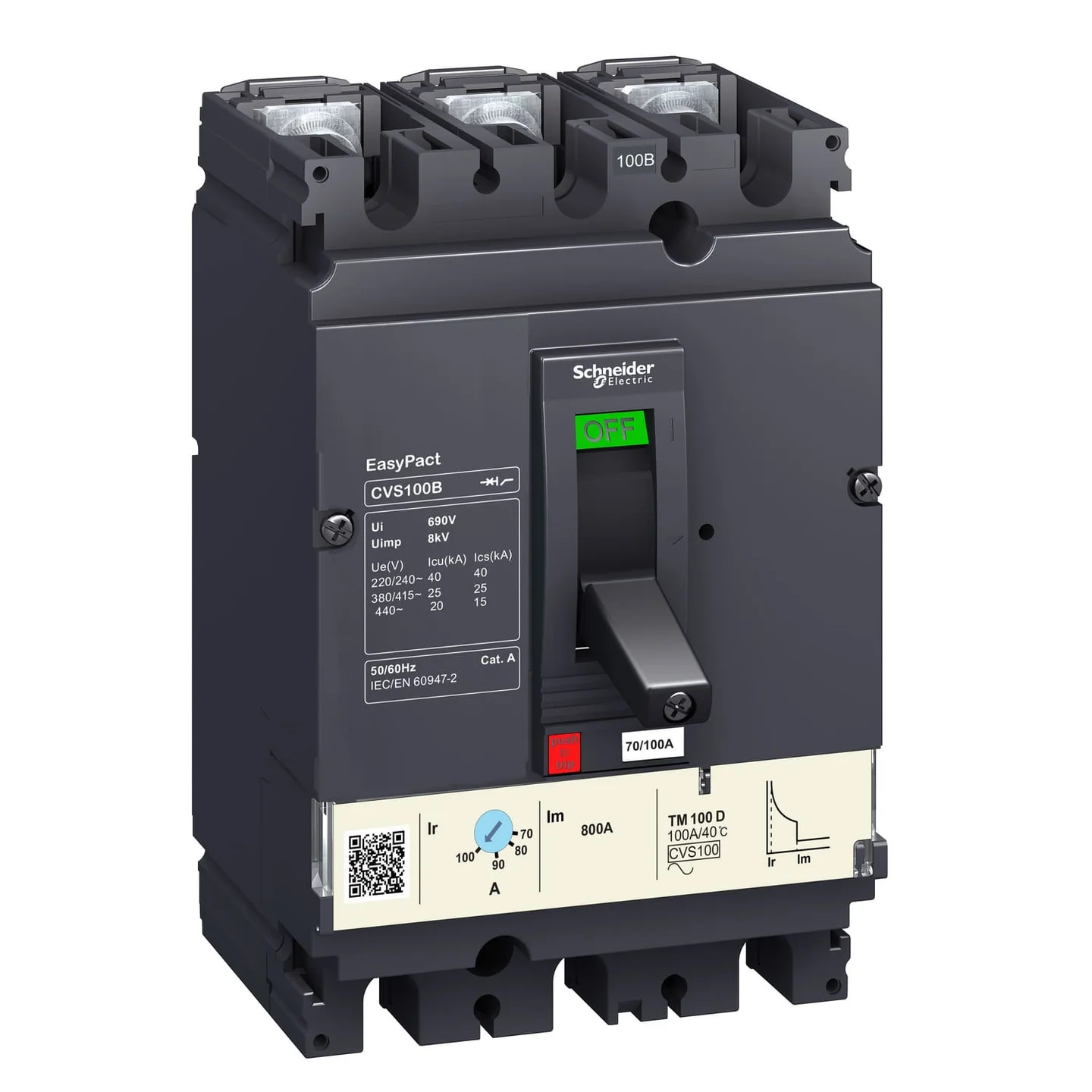 Автоматичний вимикач Schneider EASYPACT CVS100F TM80D 3P3D ( LV510336 )
