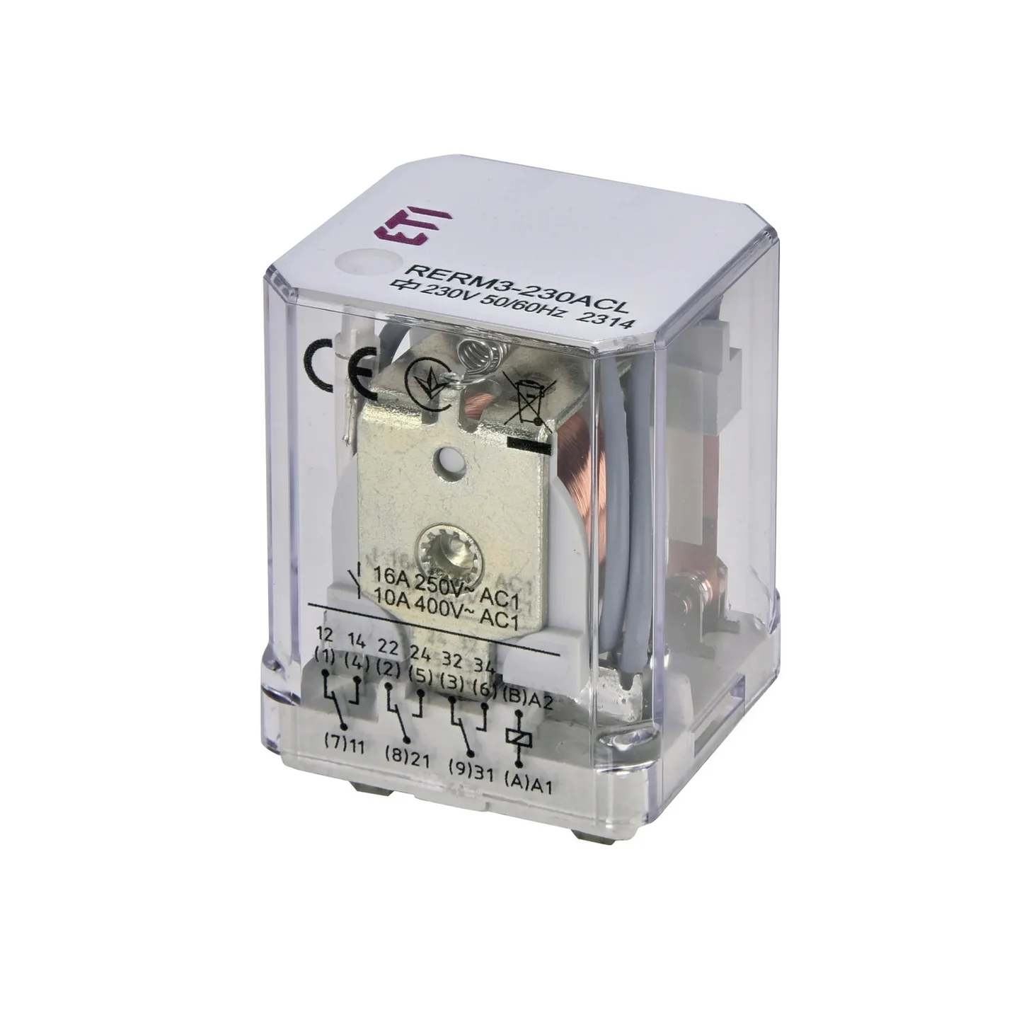 Реле електромеханічне RERM3-230ACL 3p LED 16A AC1 250V AC ЕТІ ( 2473061 )