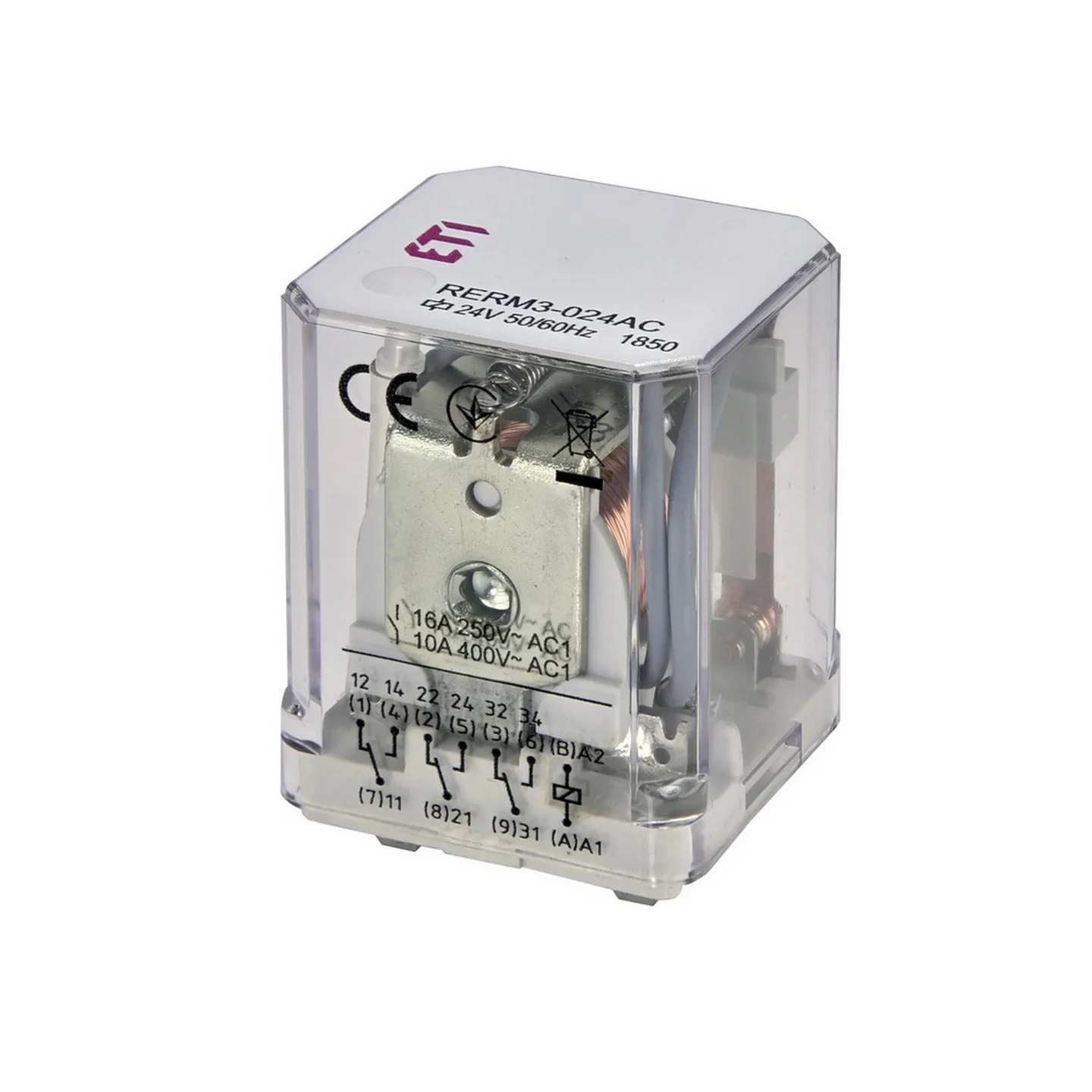 Реле електромеханічне RERM3-24ACL 3p LED 16A AC1 250V AC ЕТІ ( 2473063 )