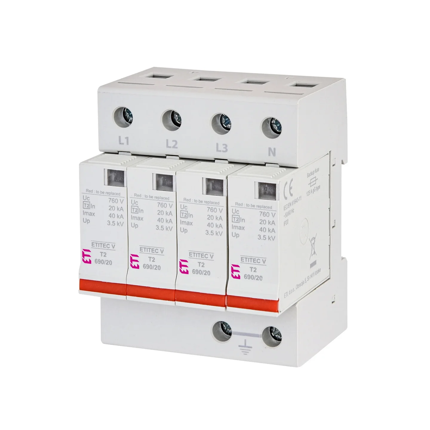 Обмежувач перенапруги 690/20 4+0 RC V T2 ETITEC C ЕТІ ( 2442989 )