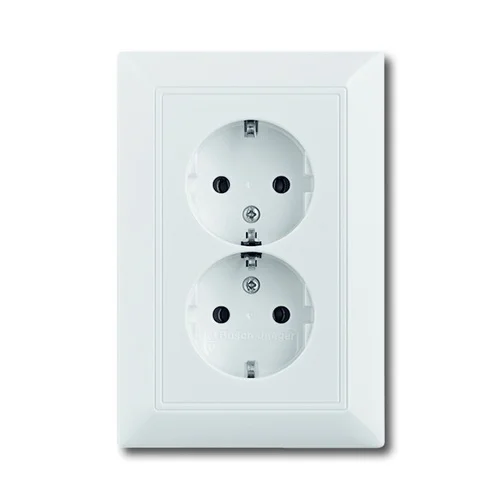 Розетка ABB basic55 біла 2-на з заземленням ( 2CKA002014A1462 )