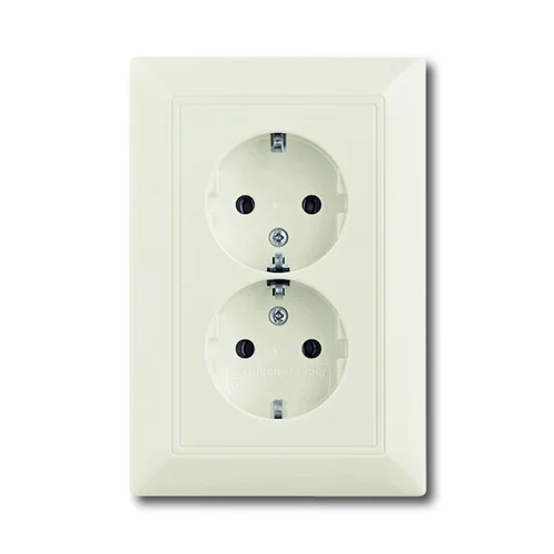 Розетка ABB basic55 cлонова кість 2-на з заземленням ( 2CKA002014A1463 )