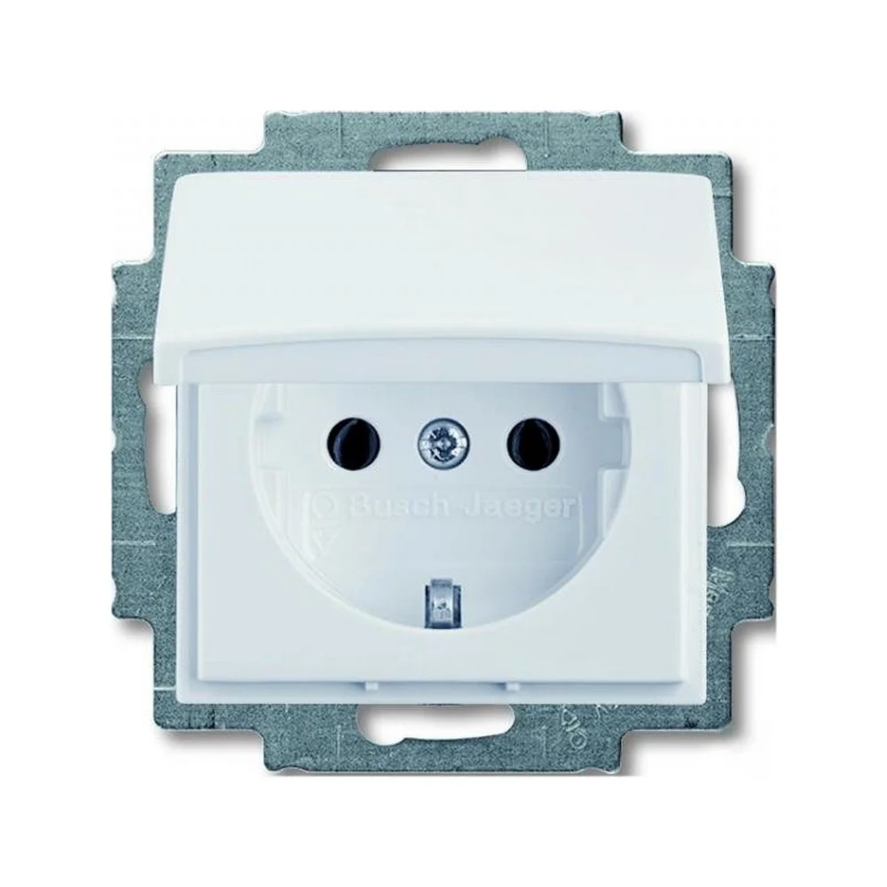 Розетка ABB basic55 біла 1-на з заземленням з кришкою ( 2CKA002018A0350 )