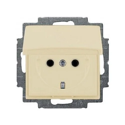 Розетка ABB basic55 cлонова кість 1-на з заземленням з кришкою ( 2CKA002018A0351 )