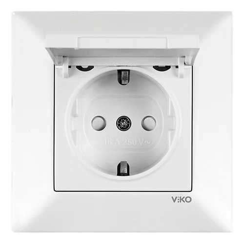 Розетка VI-KO Meridian біла 1-на з заземленням з кришкою ( 90970012-WH )
