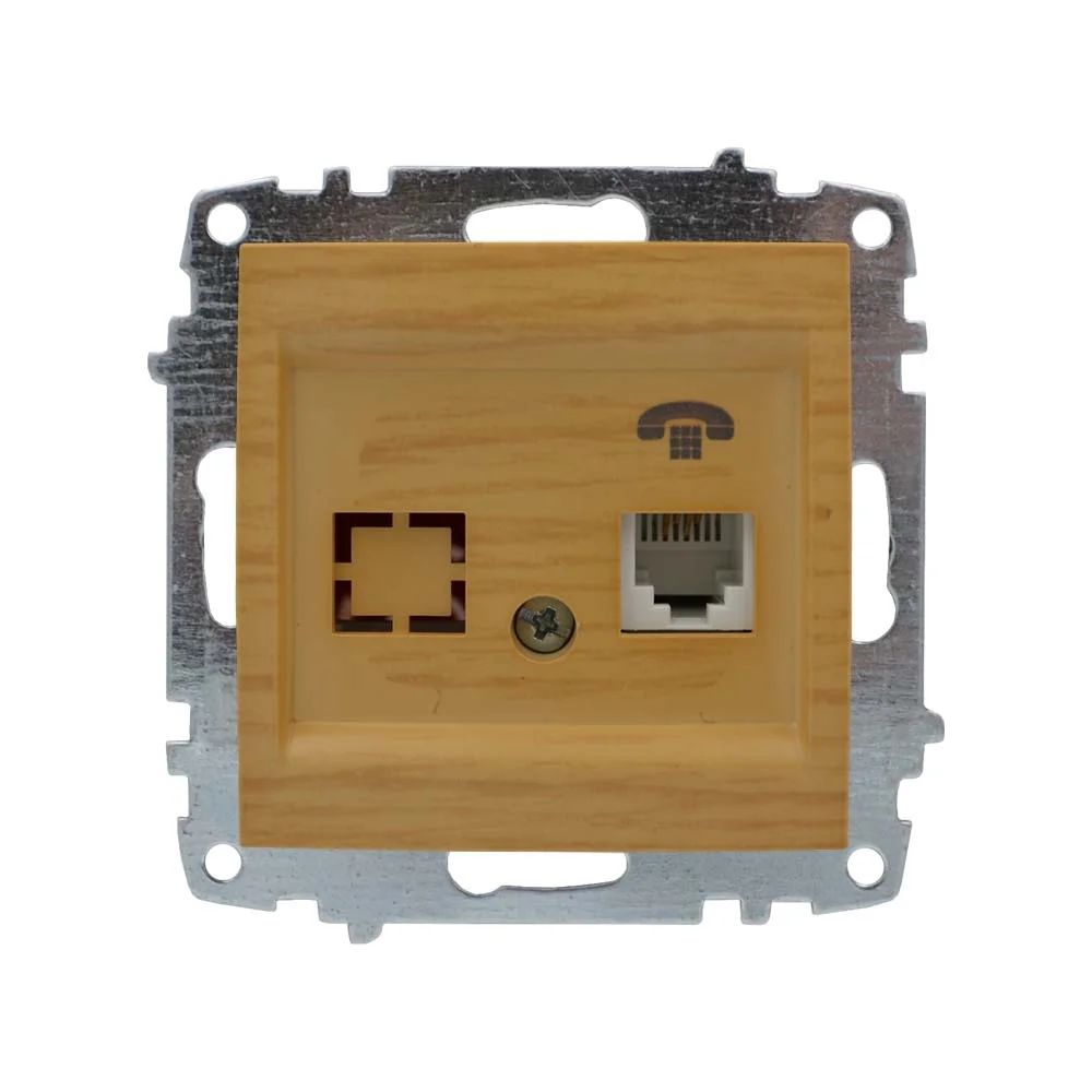 Розетка ELBI ZENA Woodline клен 1-на телефонна без рамки ( 609-012700-221 )