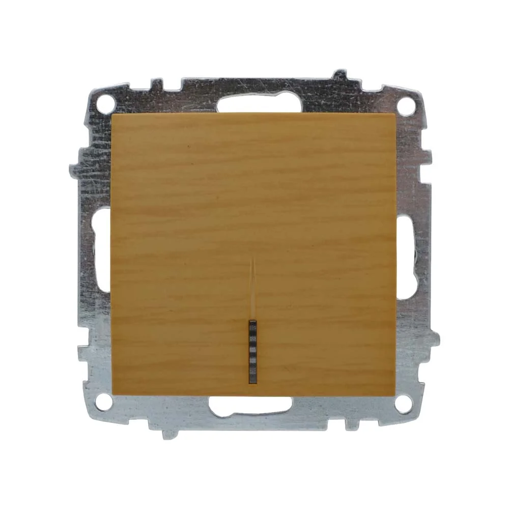 Вимикач ELBI ZENA Woodline клен 1кл з підсвіткою без рамки ( 609-012700-201 )