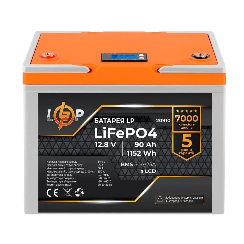 Акумулятор LiFePO4 12V - 90Ah (BMS 80/40A) LOGICPOWER ( 23903 )