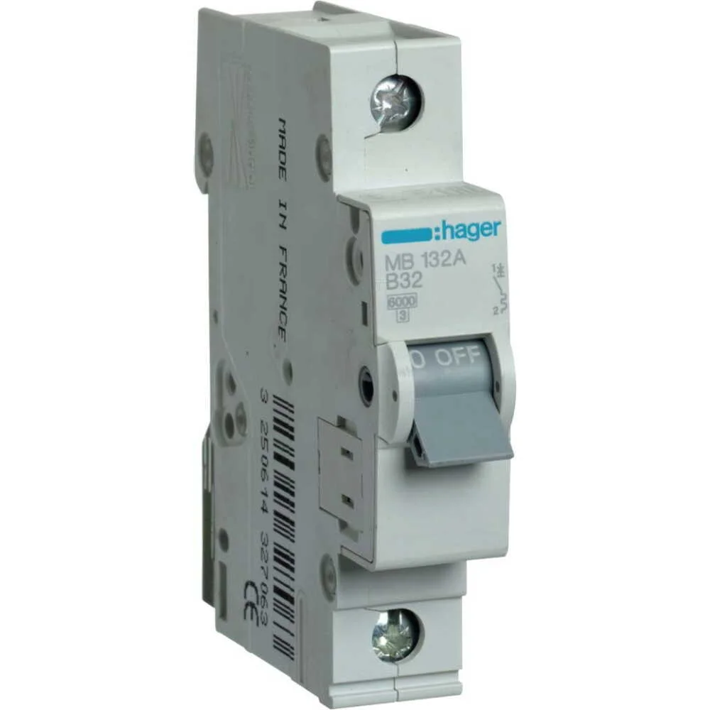 Автоматичний вимикач Hager 1P 32A B 6kA ( MBN132E )