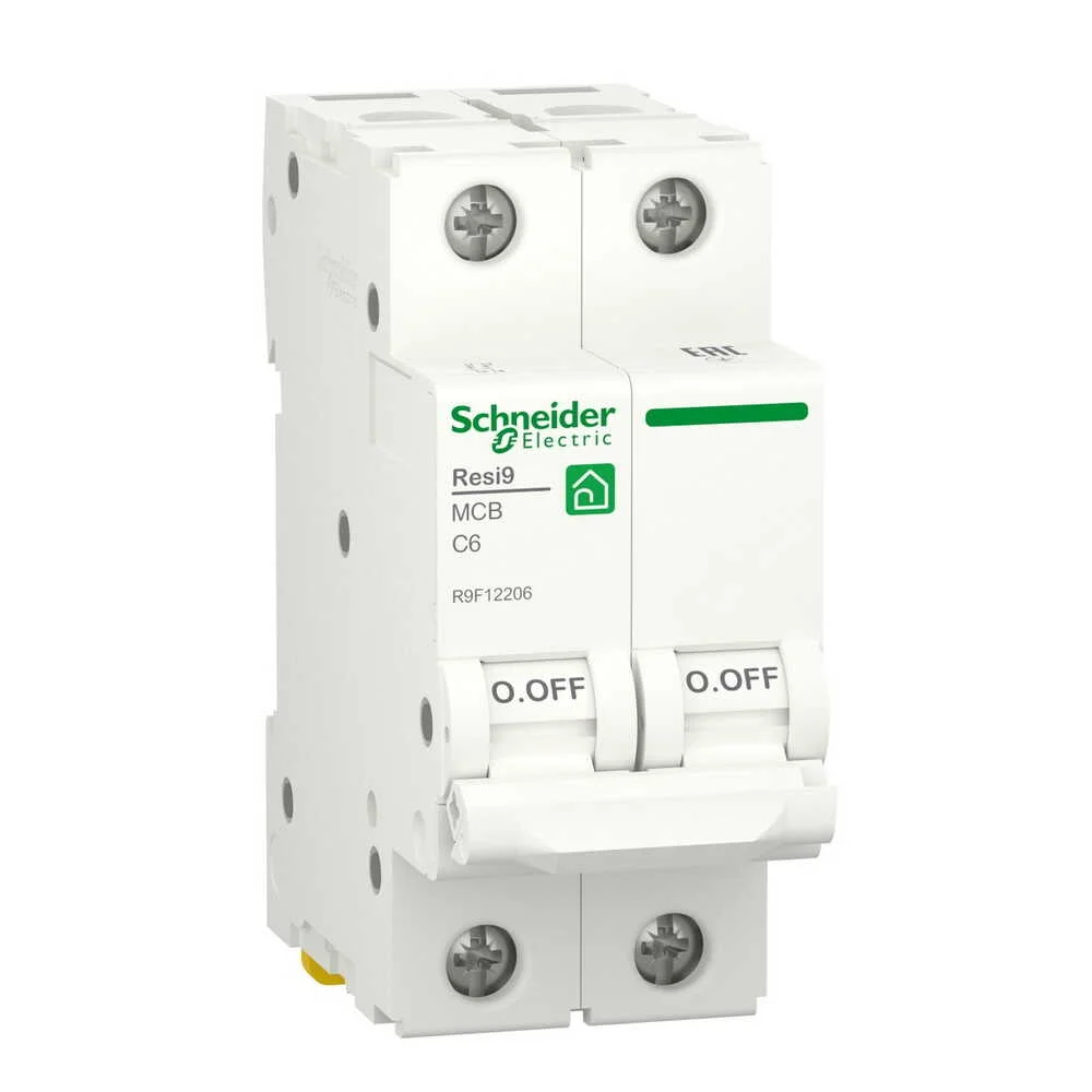 Автоматичний вимикач Schneider 6кА C 2p 06А Resi9 ( R9F12206 )