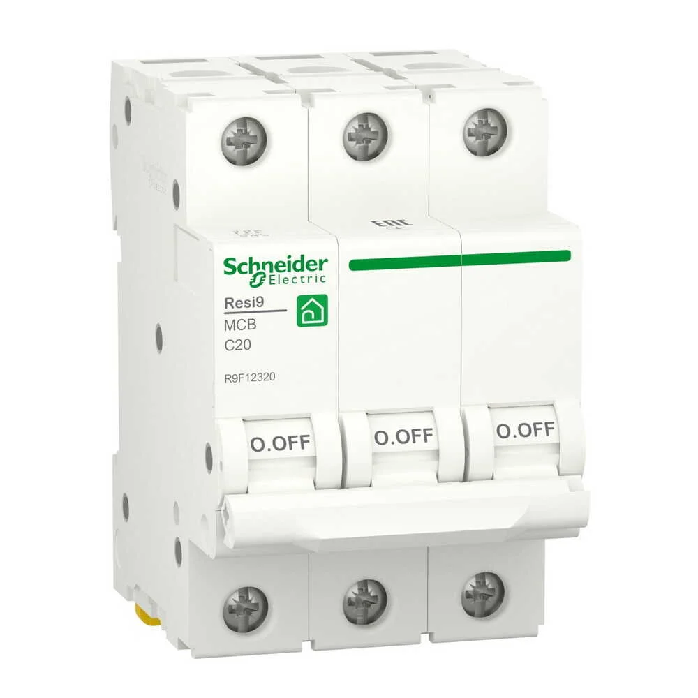 Автоматичний вимикач Schneider 6кА C 3p 20А Resi9 ( R9F12320 )