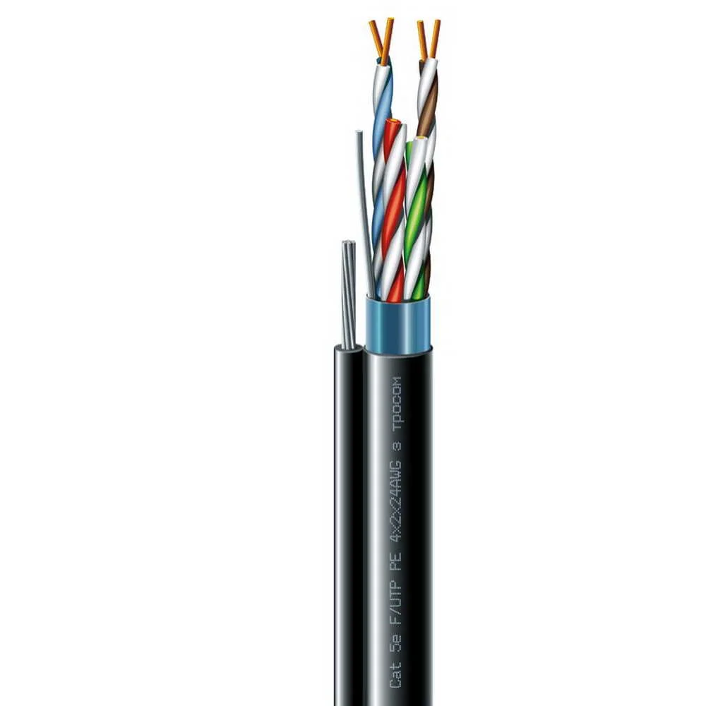 Кабель мережевий F/UTP-cat5E 4х2х0,51 ЗЗКМ зовнішній з тросом
