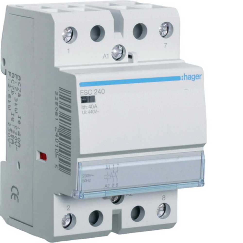 Контактор модульний Hager 2p 40A 2NO 230B AC ( ESC240 )