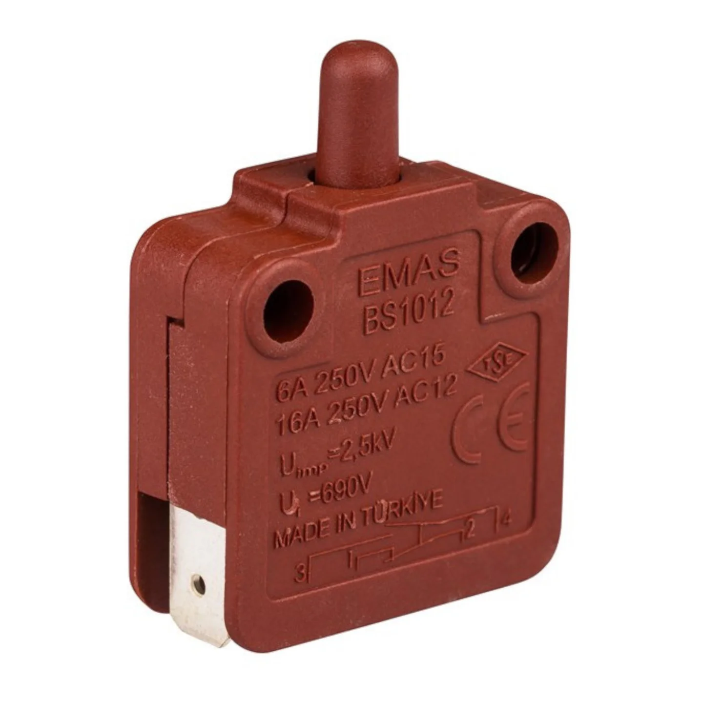 Міні-вимикач EMAS кнопковий миттєвої дії (1НВ+1НЗ) ( BS1012 )