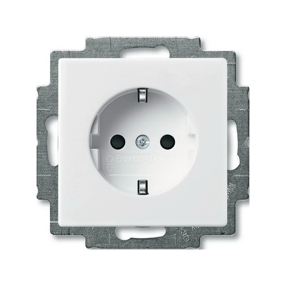 Розетка ABB basic55 біла 1-на з заземленням гвинт. ( 2CKA002011A6155 )