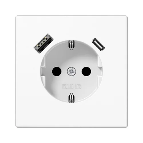 Розетка Jung LS біла 1-на з заземленням + USB Type C+A ( LS1520-15CAWW )