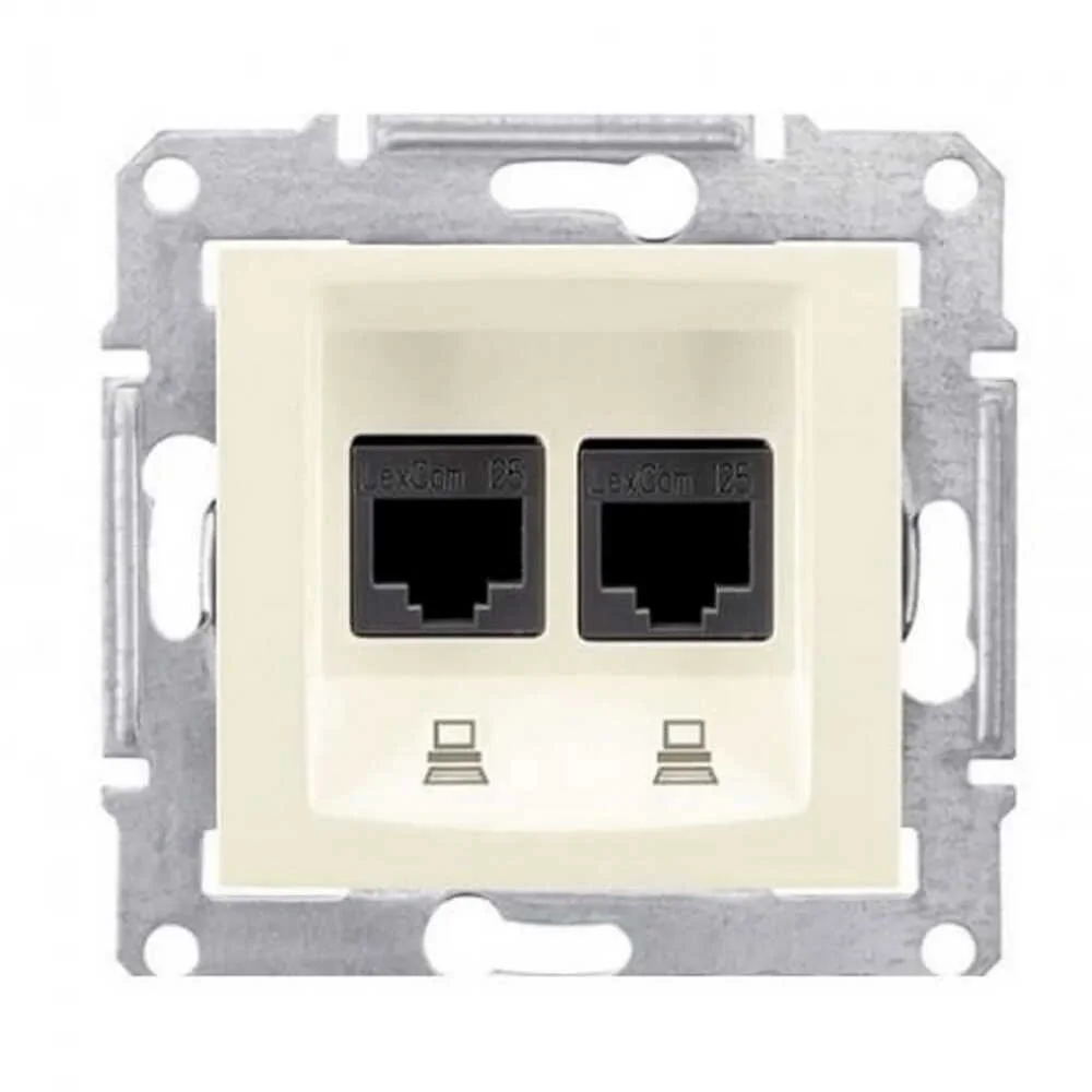 Розетка Schneider Sedna слонова кість 2-на RJ-45 5e без рамки ( SDN4400123 )