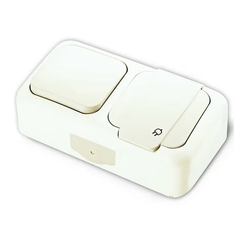 Вимикач VI-KO Palmiye білий 1кл + Розетка з заземленням IP54 (90555481)