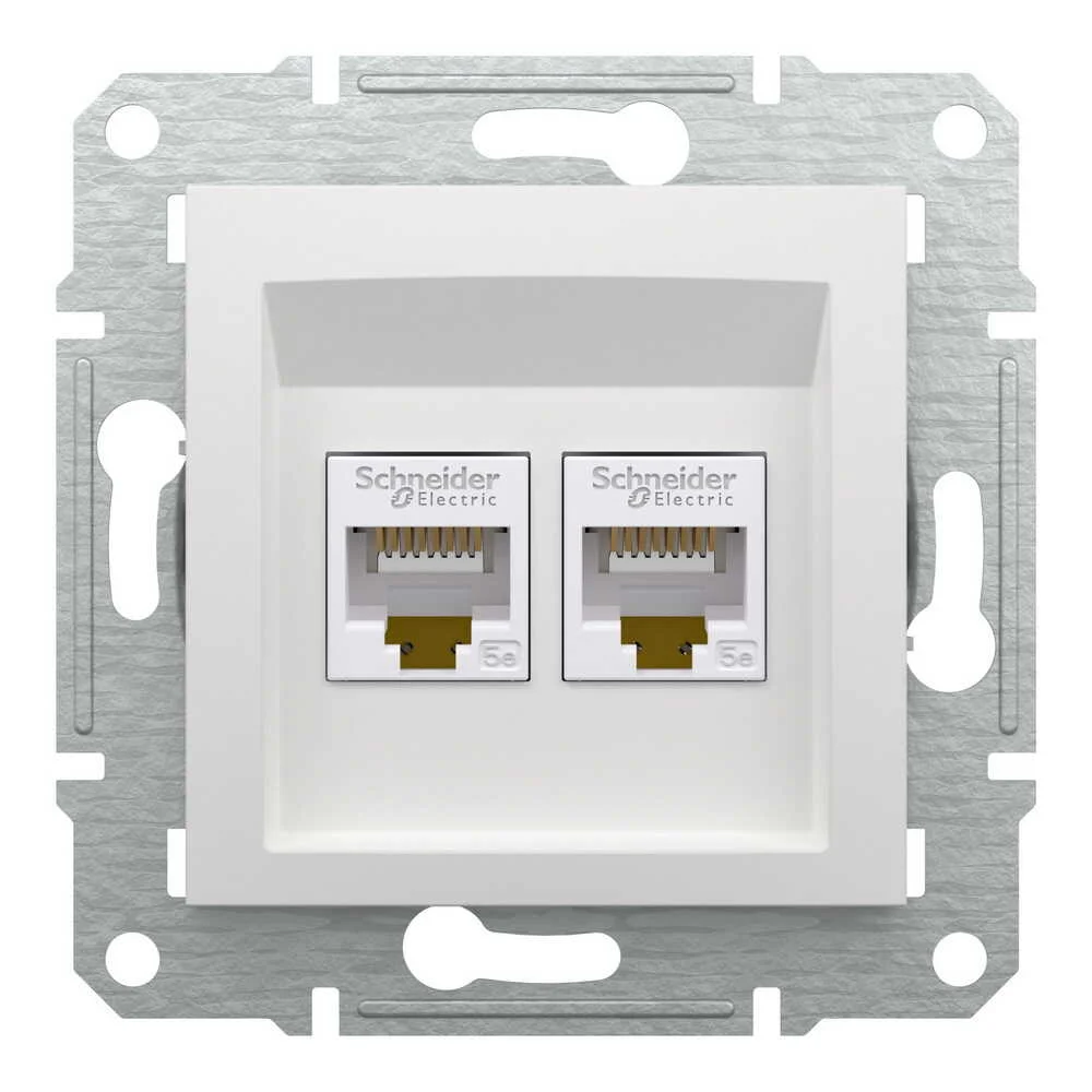 Розетка Schneider Asfora біла комп'ютерна RJ45 Cat.5E 2-на ( EPH4470121 )