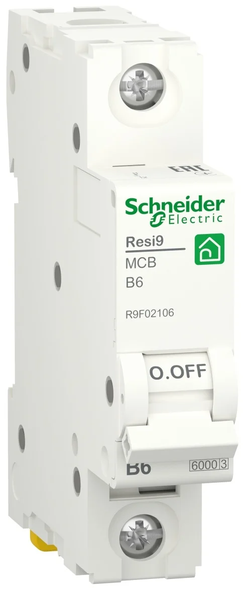 Автоматичний вимикач 6kA 1P 6A B, Resi9 Schneider Electric R9F02106