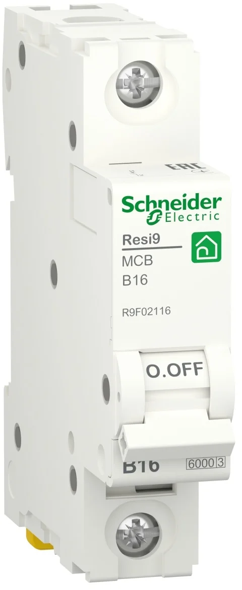 Автоматичний вимикач 6kA 1P 16A В, Resi9 Schneider Electric R9F02116