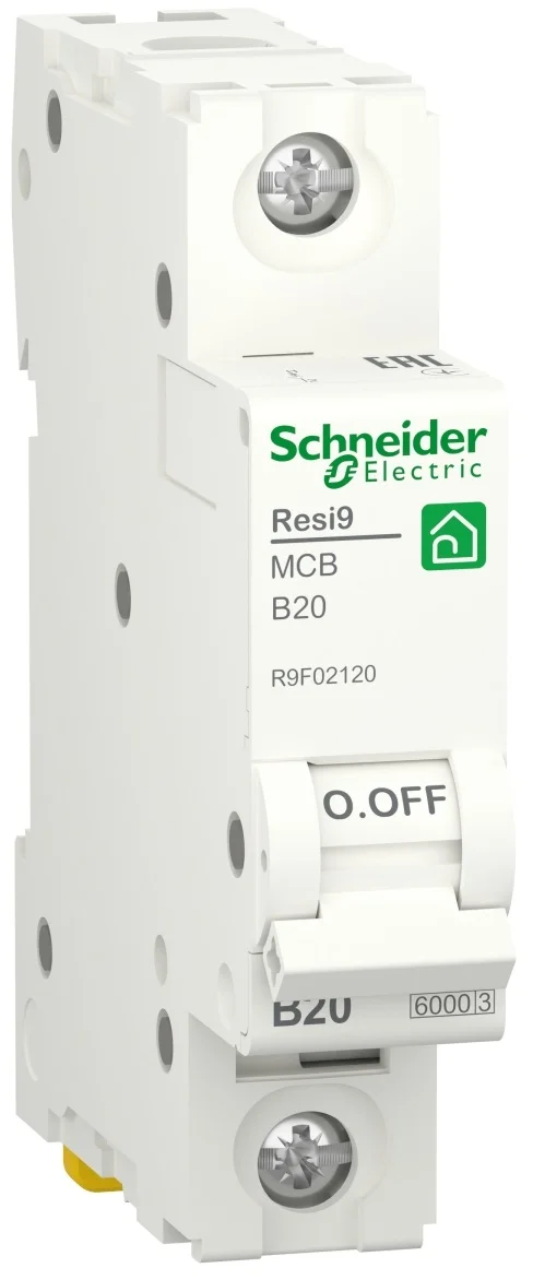 Автоматичний вимикач 6kA 1P 20A В, Resi9 Schneider Electric R9F02120