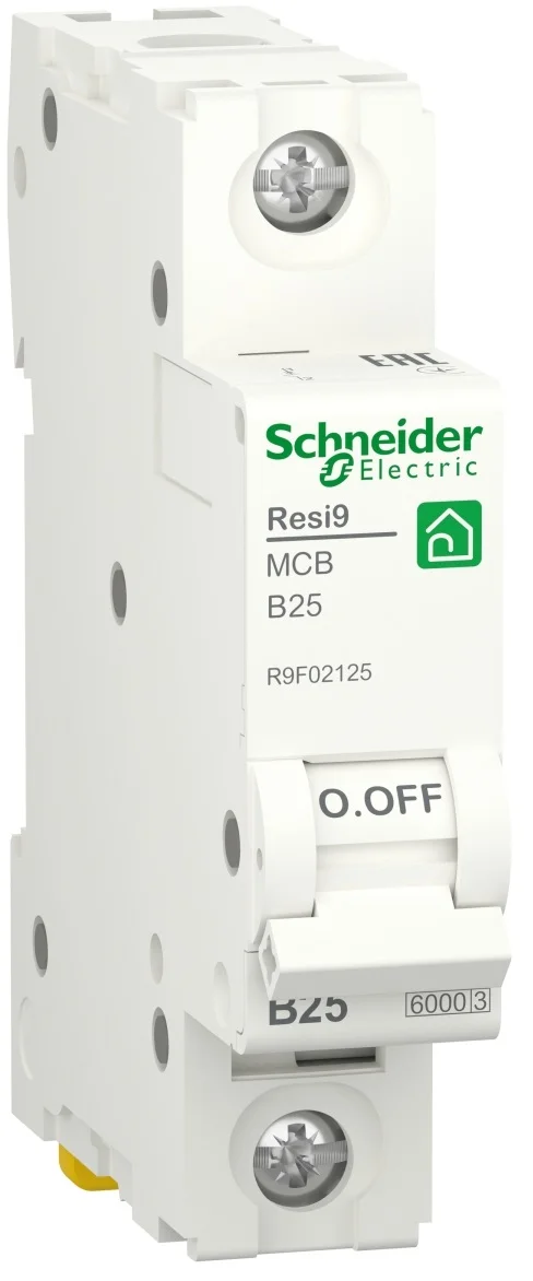 Автоматичний вимикач 6kA 1P 25A В, Resi9 Schneider Electric R9F02125