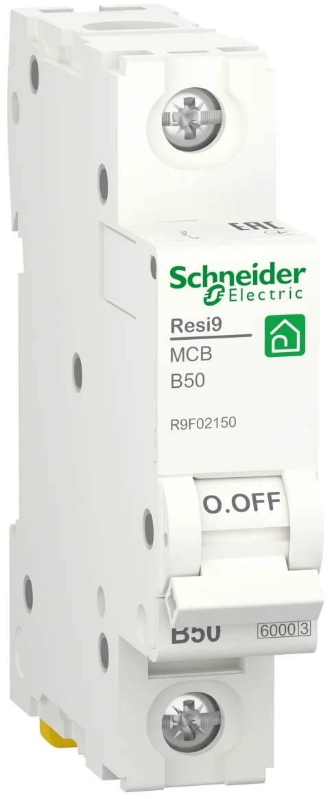 Автоматичний вимикач 6kA 1P 50A В, Resi9 Schneider Electric R9F02150