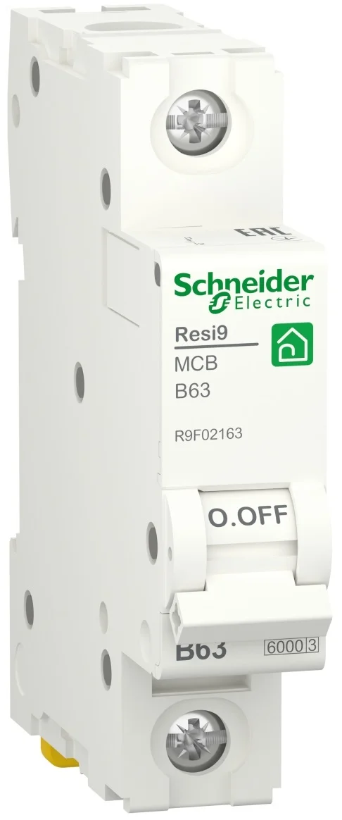 Автоматичний вимикач 6kA 1P 63A В, Resi9 Schneider Electric R9F02163