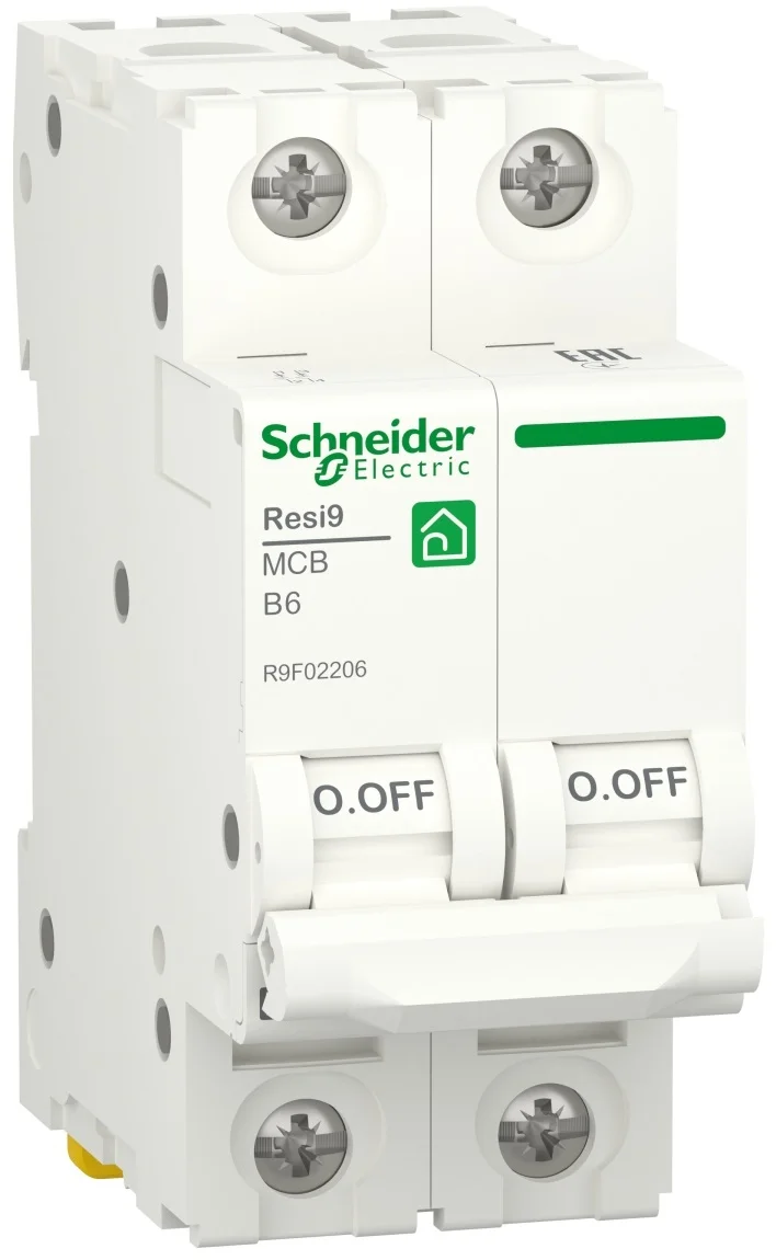 Автоматичний вимикач 6kA 2P 6A В, Resi9 Schneider Electric R9F02206