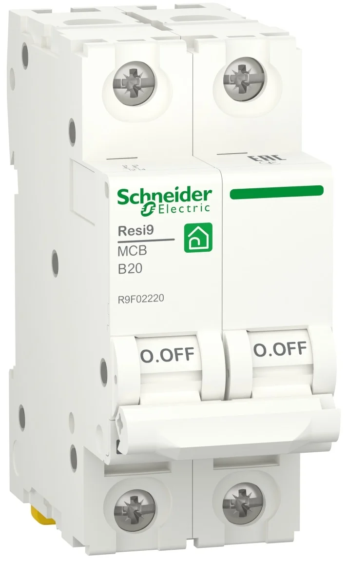 Автоматичний вимикач 6kA 2P 20A В, Resi9 Schneider Electric R9F02220