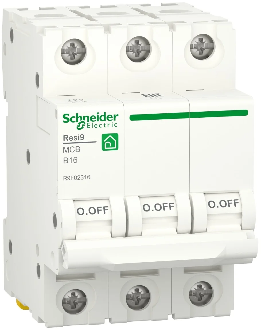 Автоматичний вимикач 6kA 3P 16A В, Resi9 Schneider Electric R9F02316
