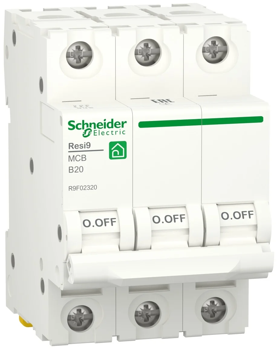 Автоматичний вимикач 6kA 3P 20A В, Resi9 Schneider Electric R9F02320