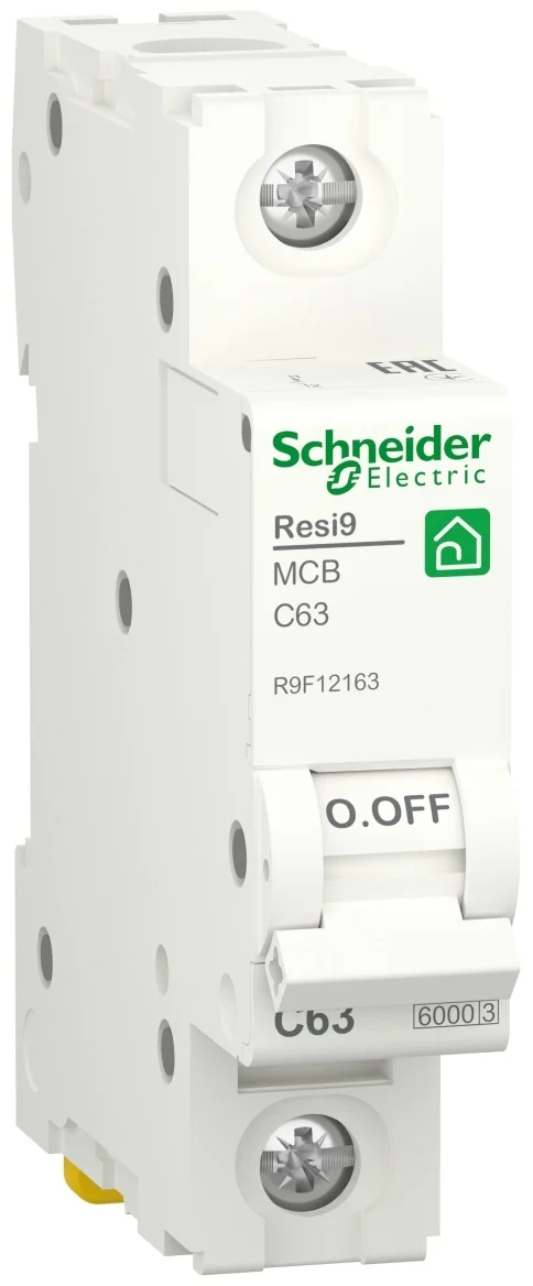 Автоматичний вимикач 6kA 1P 63A C, Resi9 Schneider Electric R9F12163