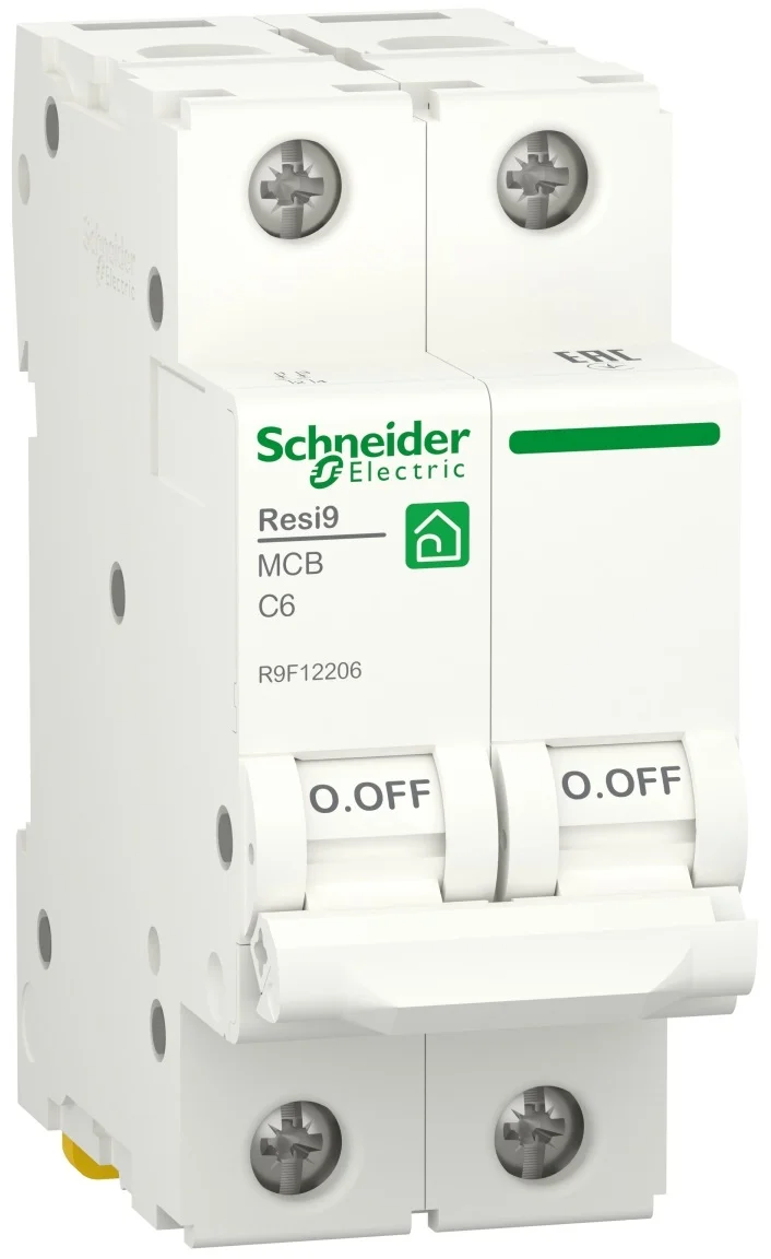 Автоматичний вимикач 6kA 2P 6A C, Resi9 Schneider Electric R9F12206