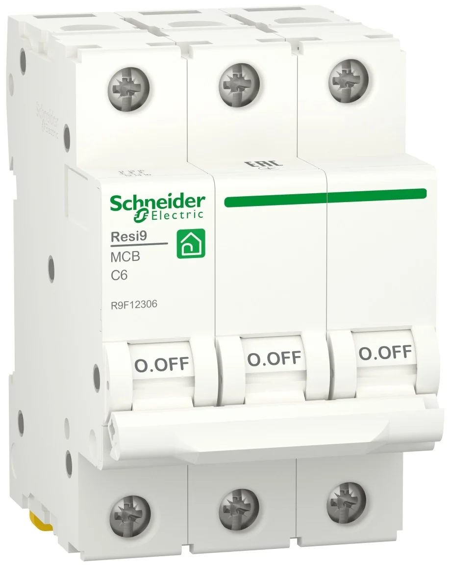 Автоматичний вимикач 6kA 3P 6A C, Resi9 Schneider Electric R9F12306