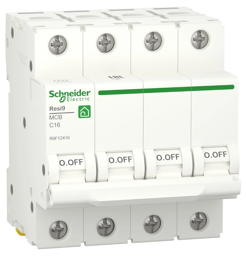 Автоматичний вимикач 6kA 4P 16A C, Resi9 Schneider Electric R9F12416